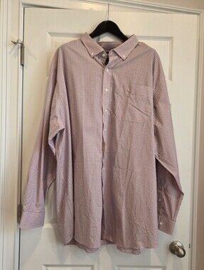 Men's Button-Down Check Shirt in Salmon Pink And Navy